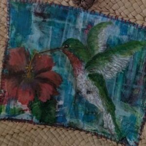 Bag, Hand-painted Hummingbird Tote Bag